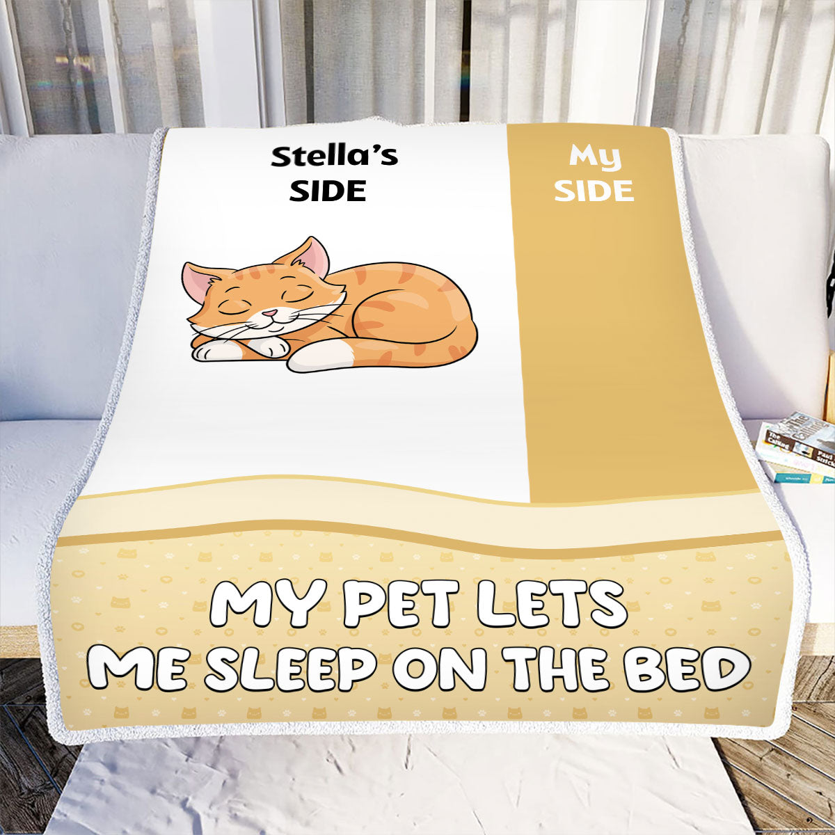 Petthouse | Personalized Fleece Blanket To Cat Mom, Let Me Sleep On The Bed, Wedding Gift For Pet Lovers