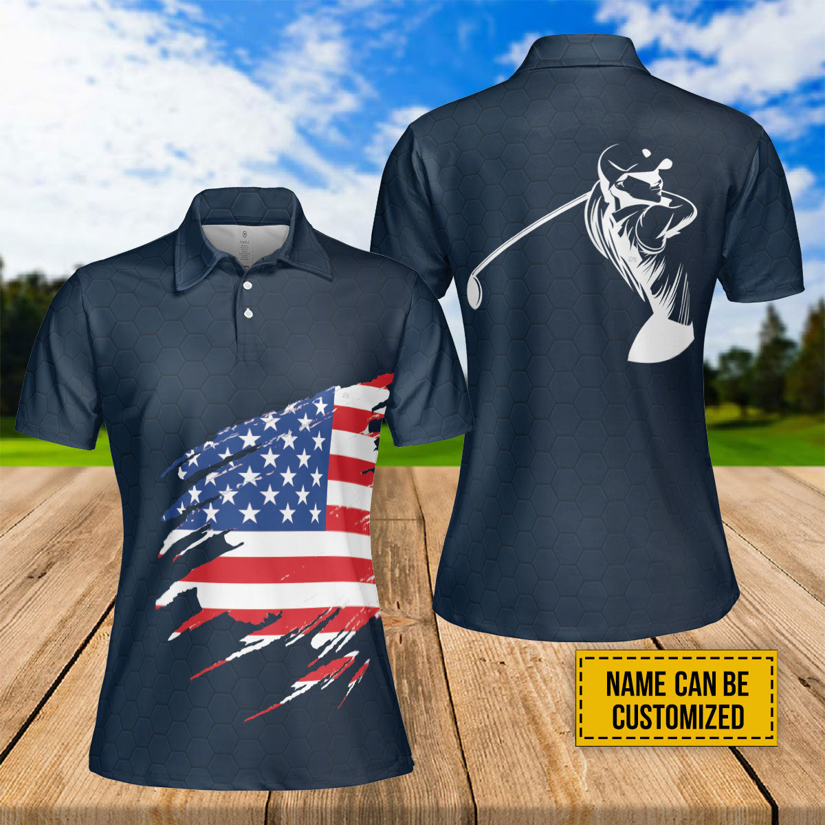 Petthouse | Customized Name Golfer Usa Flag Polo Shirt For Women Golfer Short Sleeve Shirt Sport Outfit Team Mommy