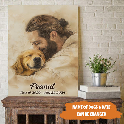 Petthouse | Dog Jesus Memorial Poster, Memorial Jesus And Dogs Poster Canvas, Decor Home