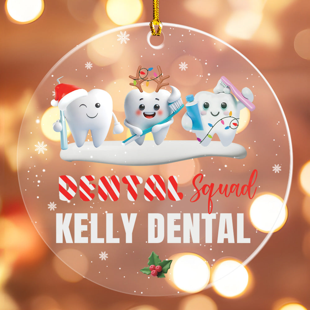 Petthouse | Personalized Dental Squad Ornament, Custom Brand Name, Dental Office Gift, Work Anniversary Gift