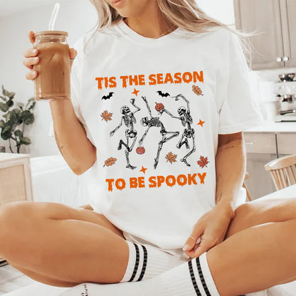 Petthouse | Dancing Skeleton Pumpkin It Shirt, Spooky Season Skeleton Shirt, Spooky Vibes Halloween