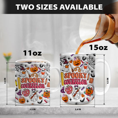 Petthouse | School Counselor Halloween Mug, Spooky Counselor Pumpkin 3d Inflated Mug, Gift For Teacher