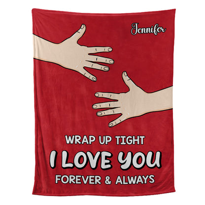 Petthouse | Personalized Red Valentine Day Fleece Blanket, Wrap Up Tight I Love You Throw Blanket, Newlywed Couple