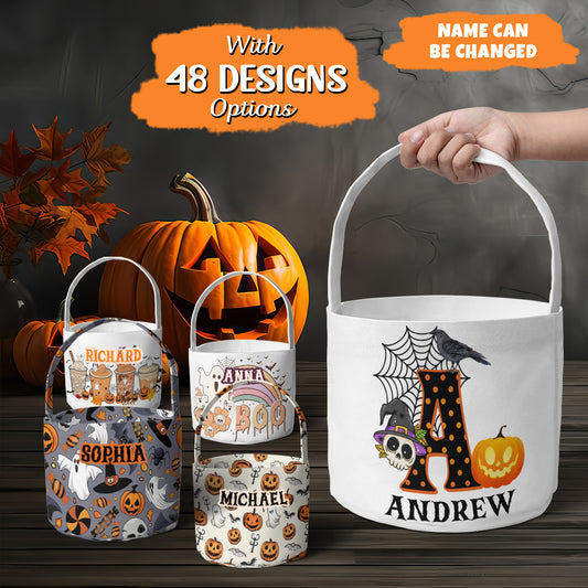 Petthouse | Personalized Halloween Tote , Trick Or Treat Basket, Kids Halloween Basket, Candy Tote Bags