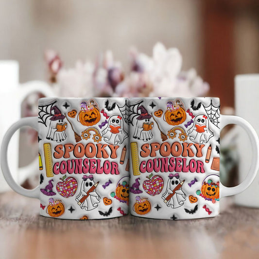 Petthouse | School Counselor Halloween Mug, Spooky Counselor Pumpkin 3d Inflated Mug, Gift For Teacher