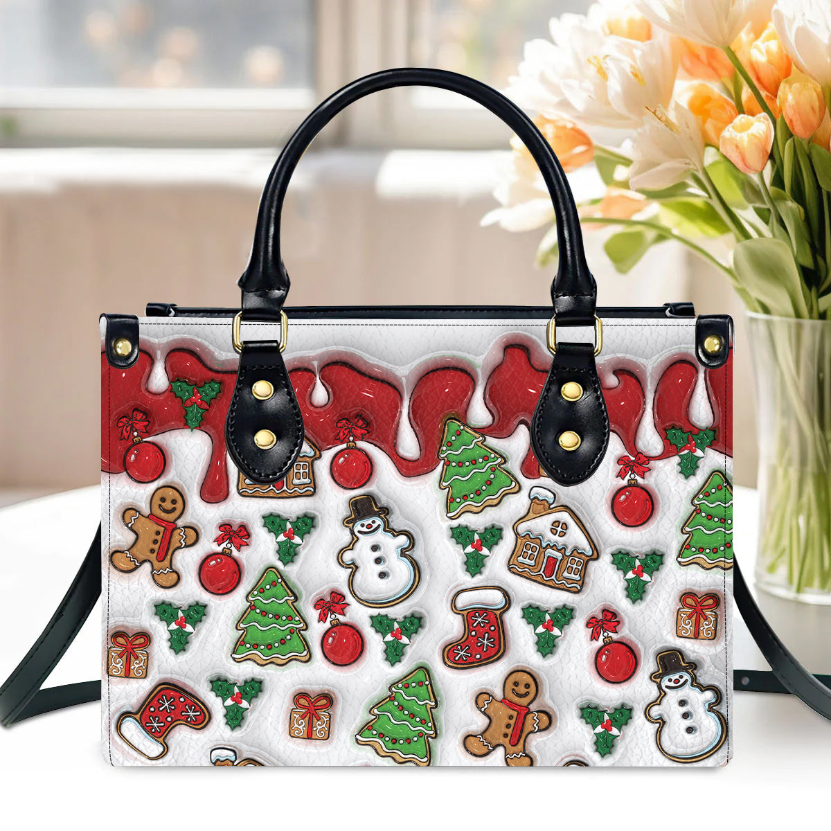 Petthouse | 3d Print Christmas Vibes Handbag With Handle & Wallet, Christmas Gift For Her, Christmas Accessories