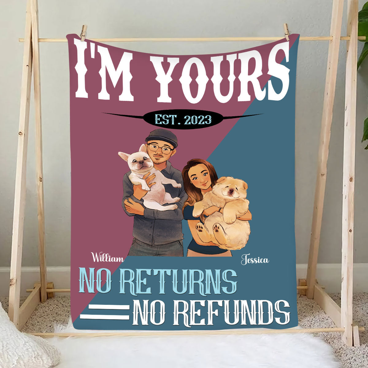 Petthouse | Personalized Sweet Valentines Printable Blanket For Girlfriend, I'm Yours No Returns Or Refund