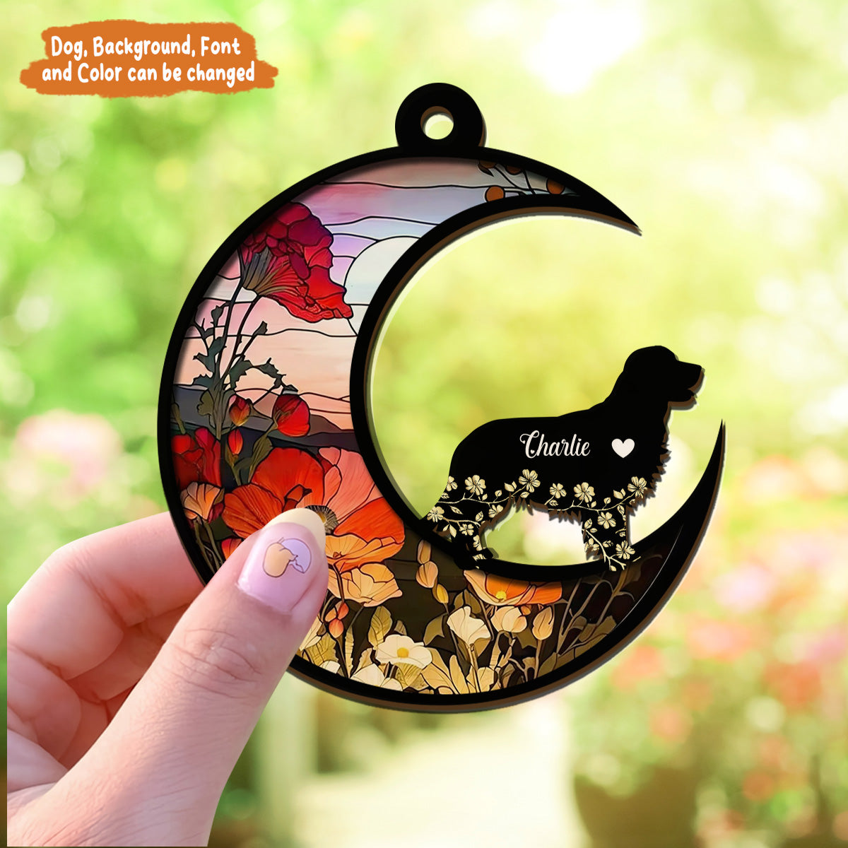 Petthouse | Personalized Dog Memorial Suncatcher, Loss Of Pet Sympathy Gift, Stained Glass Light Catcher