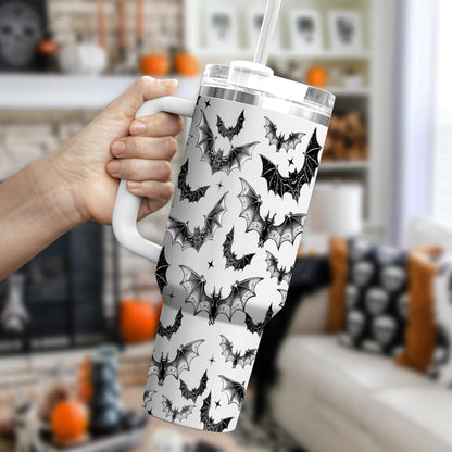 Petthouse | Bat Halloween 40oz Tumbler, Bat Vintage 40oz Tumbler Maintains Cold Heat And Ice