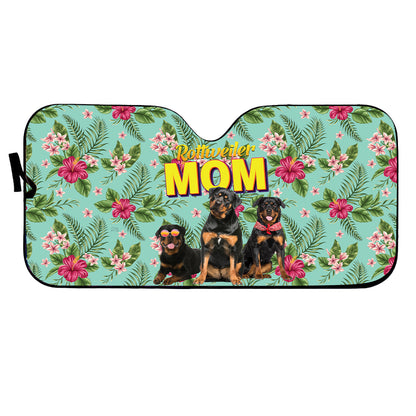 Petthouse | Customized Rottweiler Hawaiian Pattern Windshield Sun Shade Dog Mom Sunshade For Car