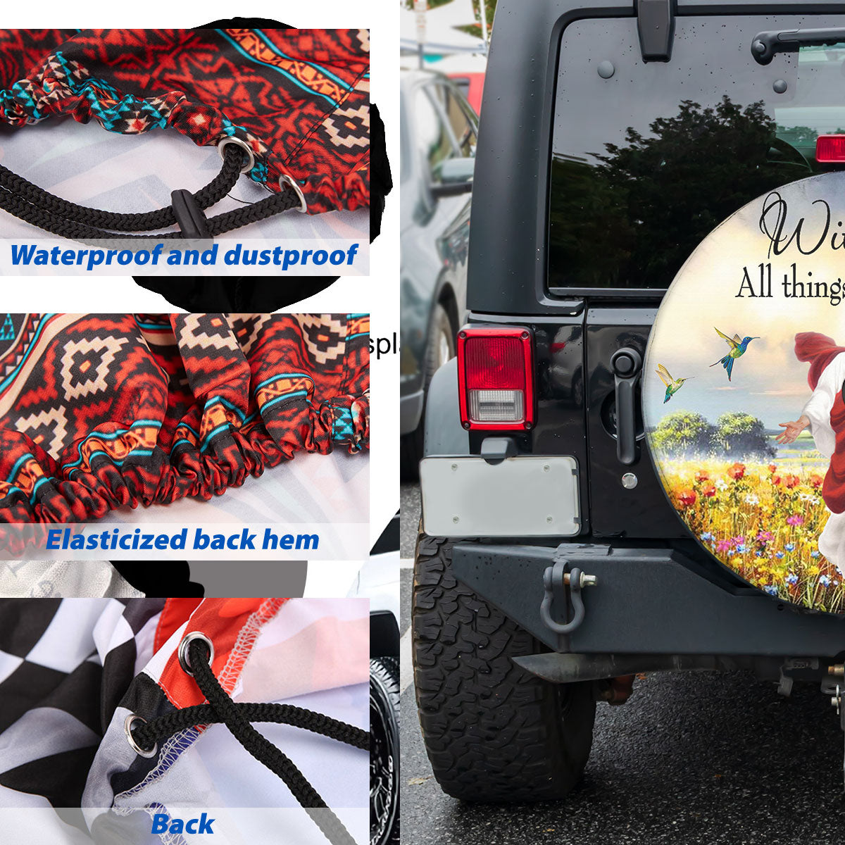 Petthouse | Jesus God Wheel Tire Covers Hummingbird Beautiful Landscape With God All Things Spare Tire Cover