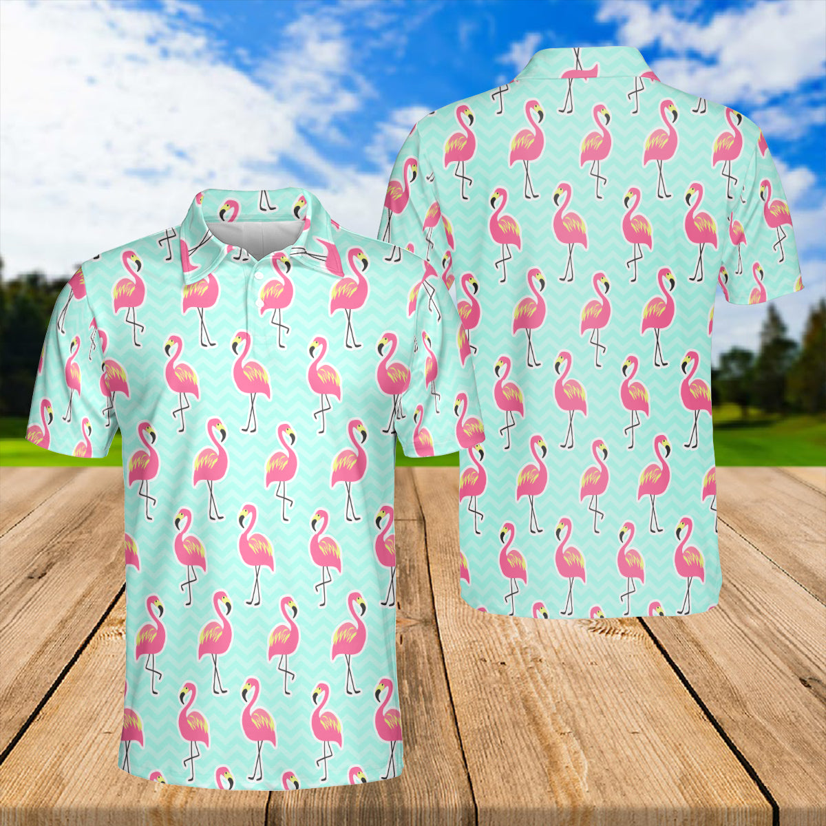 Petthouse | Retro Flamingo Seamless Polo Shirt Cartoon Flamingo Wind Animal Sport Shirt Flamingo Lovers Gift Idea