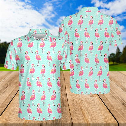 Petthouse | Retro Flamingo Seamless Polo Shirt Cartoon Flamingo Wind Animal Sport Shirt Flamingo Lovers Gift Idea