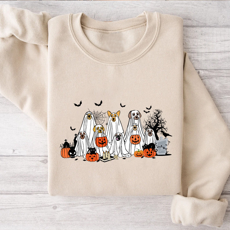 Petthouse | Halloween Ghost Dog Shirt, Happy Halloween Spooky Season Shirt, Dog Ghost Boo Crew Shirt