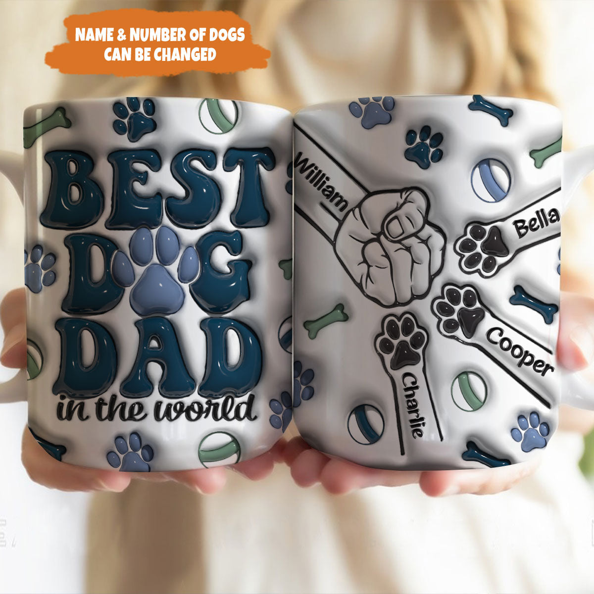 Petthouse | Custom Best Dog Dad In The World Dog 3d Inflated Effect Printed Mug, Gift Pet Owners