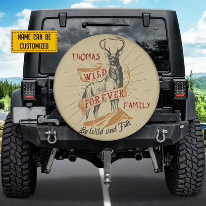 Petthouse | Customized Name Hunting Deer Spare Tire Cover Wild Forever Family Car Accessory Wheel Cover Family Members