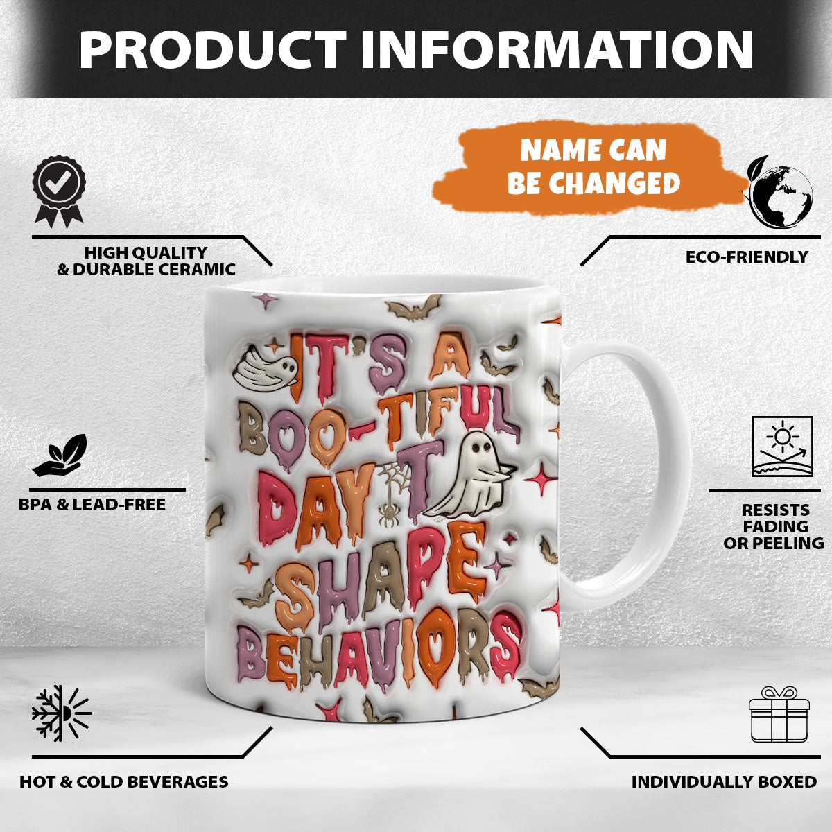 Petthouse | Custom Ghost Halloween Behavior Analyst 3d Inflated Mug, Halloween Ghost Mug, Coffee Cup