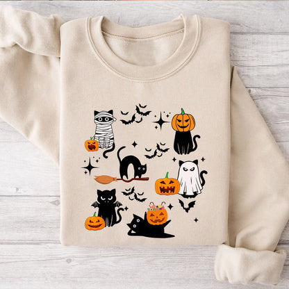 Petthouse | Black Cats Pumpkin Shirt, Spooky Season Shirt, Halloween Ghost Pumpkin Cat Shirt Gift