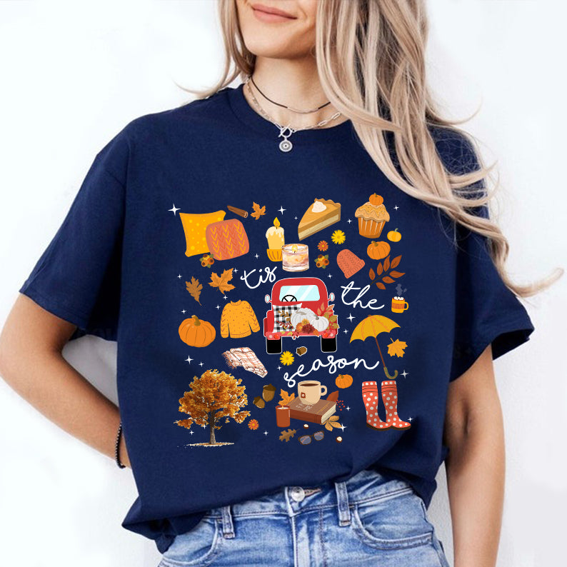 Petthouse | Fall Tis The Season Shirt, Fall Vintage Halloween Doodles T-shirt, Halloween Things Shirt