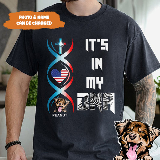 Petthouse | Personalized Dog Jesus It's In My Dna Shirt, Independence Day Gift For Dog Lover Dad