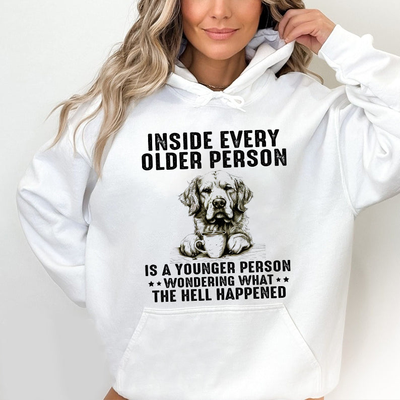 Petthouse | Dog Coffee Inside Older Person Is A Younger Person Funny Dog Shirt, Gift For Dog Dad