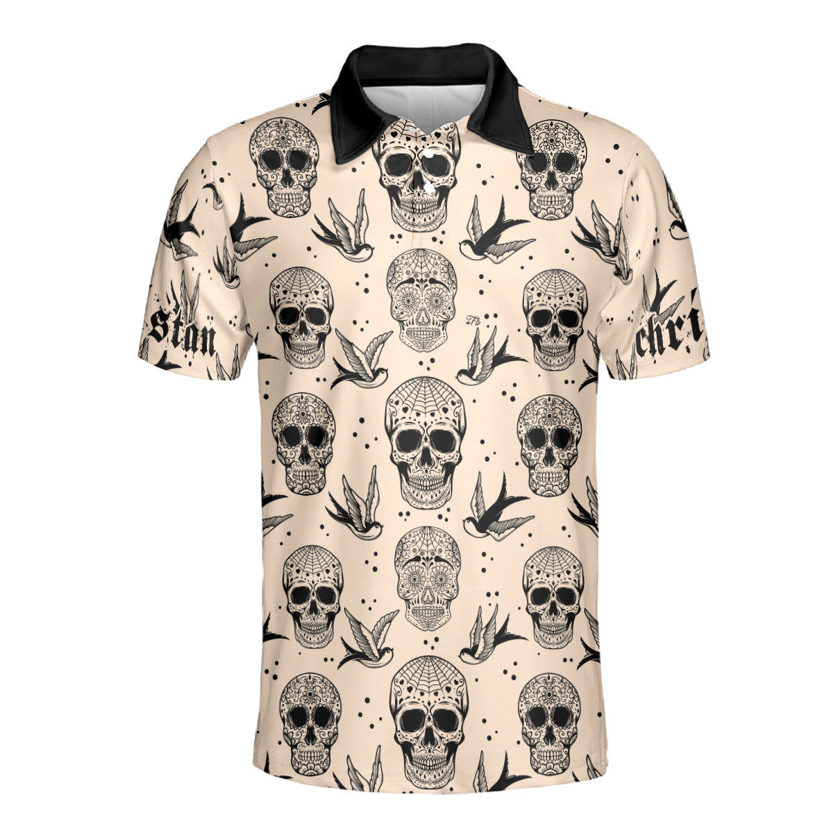 Petthouse | Personalized Seamless Pattern Sports Shirt Mexican Sugar Skulls And Roses Polo Shirt