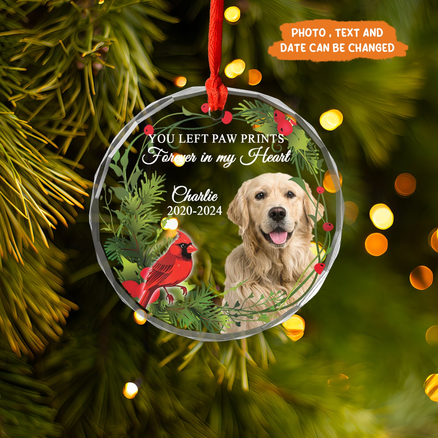 Petthouse | Customized Dog Photo Memorial Ornament, Memorial Dog Ornament, In Loving Memory