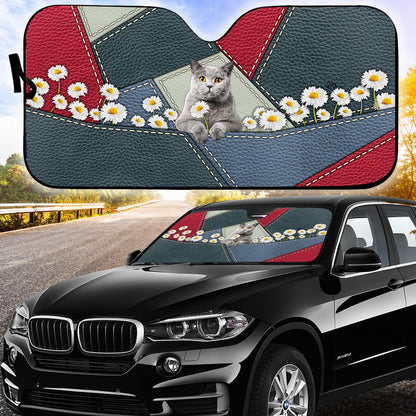 Petthouse | Windshield Sun Shade British Shorthair Cat Daisy Car Sunshade Cat Lover Gift Sun Shade