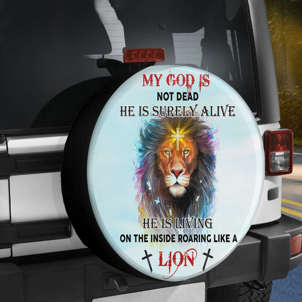 Petthouse | Lion Of Judah Spare Tire Cover My God Is Dead Christian Car Accessories Tire Cover