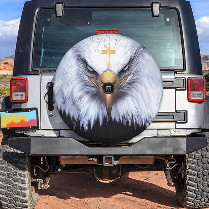 Petthouse | American Eagle Cool Universal Spare Tire Cover Jesus Cross Christian Catholic With Backup Camera Hole