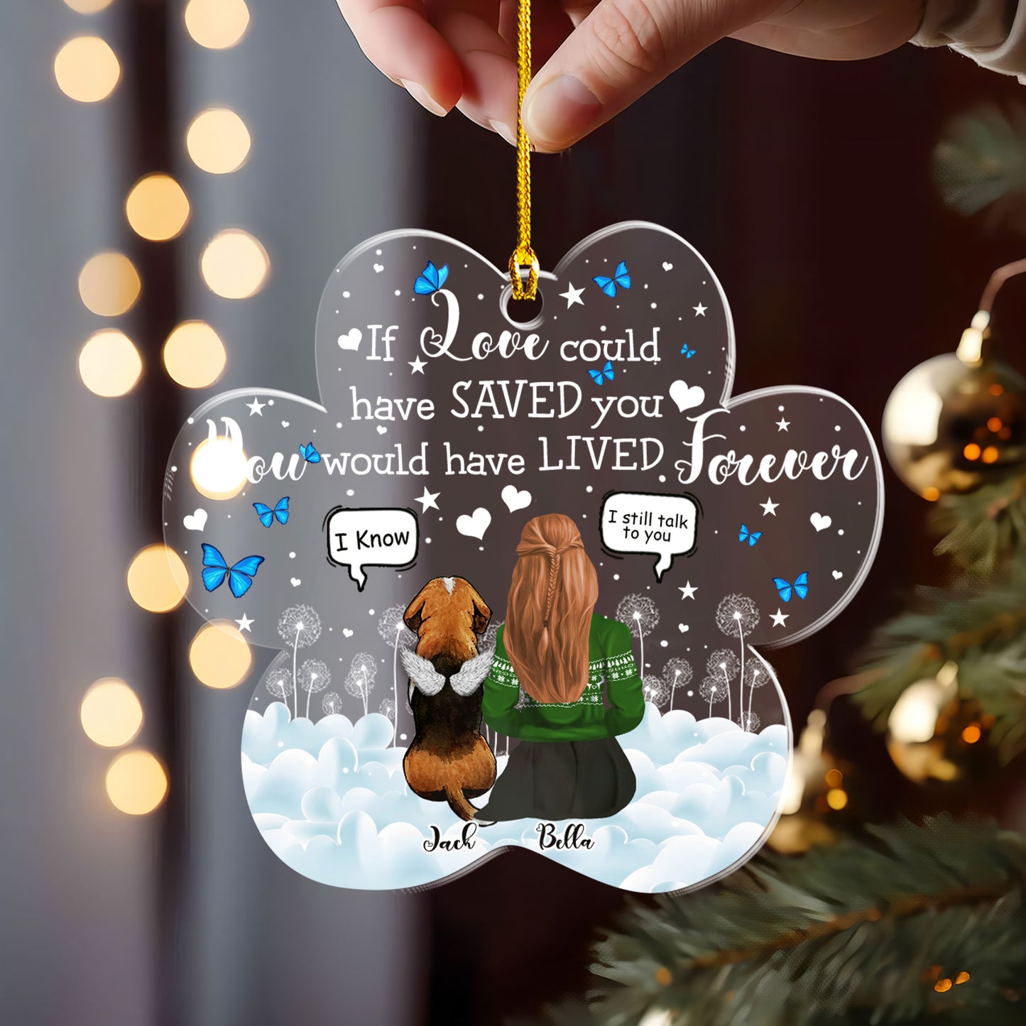 Petthouse | Personalized Dog Memorial Ornament, Memorial Dog Christmas, Dog Angel I Miss You Ornament