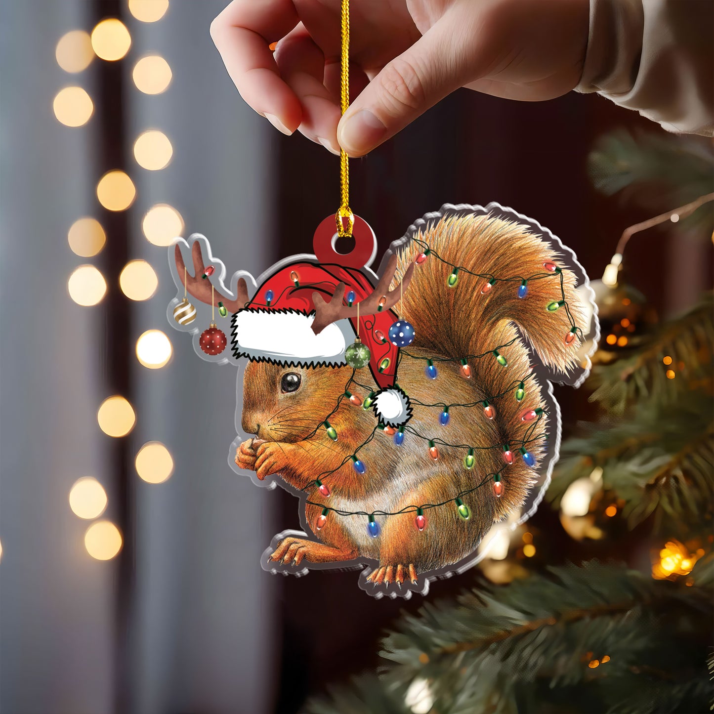 Petthouse | Squirrel Christmas Lights Ornament, Christmas Ornament, Memorial Ornament, Xmas Ornament