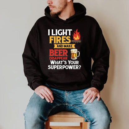 Camping Shirt, I Light Fires And Make Beer Disappear, Funny Camping Shirt, Camping Hoodie Sweatshirt, Camper Mug
