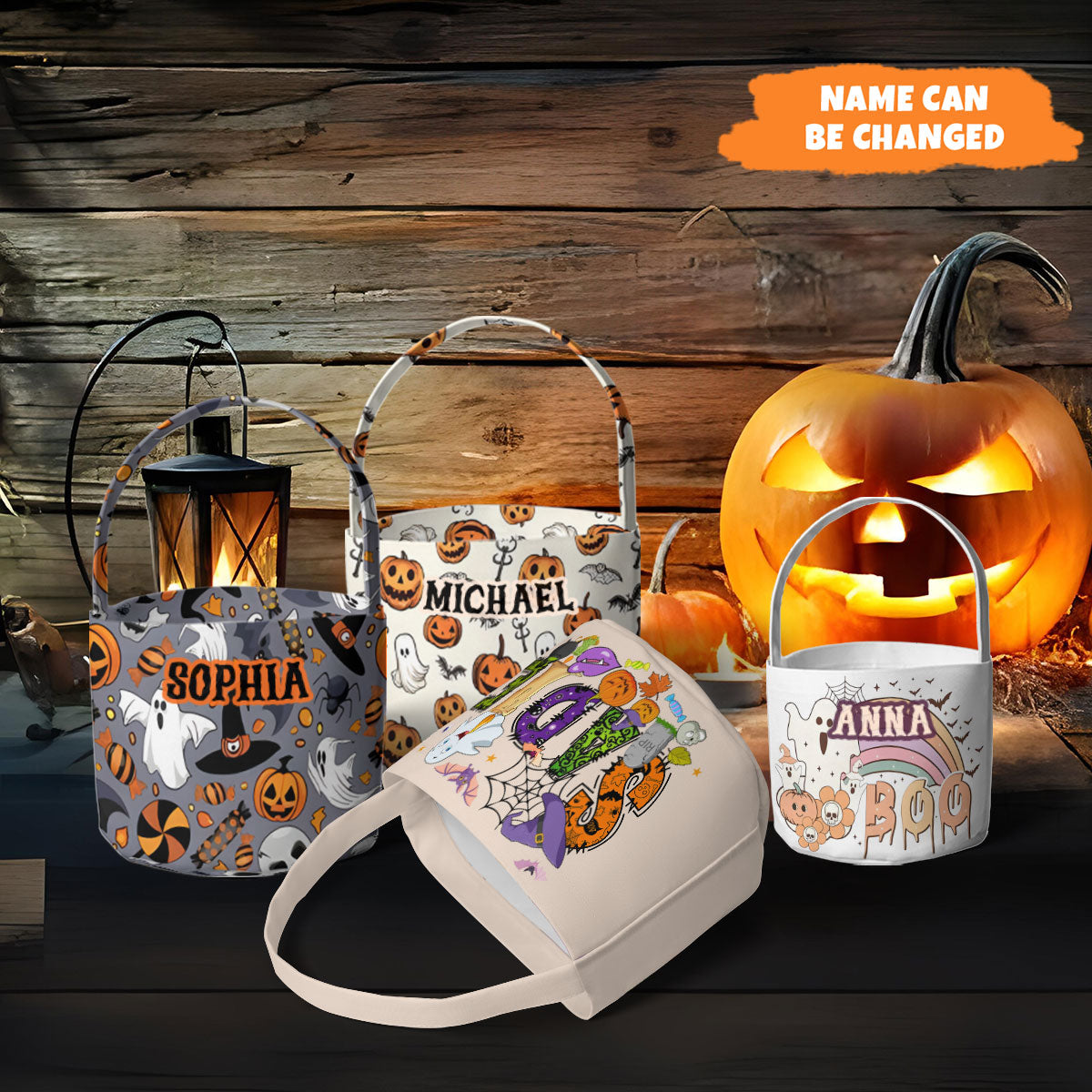 Petthouse | Personalized Name Halloween Basket, Treat Bags For Kids Basket, Trick Or Treat Bag