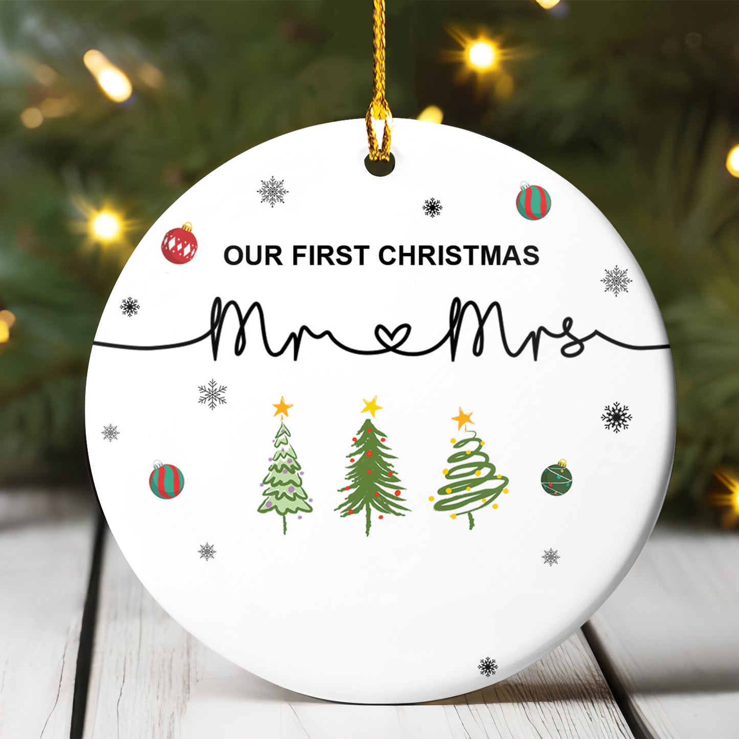 Petthouse | Personalized Our First Christmas As Mr & Mrs Ornament, First Married Xmas Ornament 2025