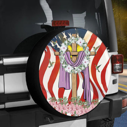 Petthouse | Jesus Cross Flowers Faith Gift Women Worship Seasonal Christian Gifts Spare Tire Cover