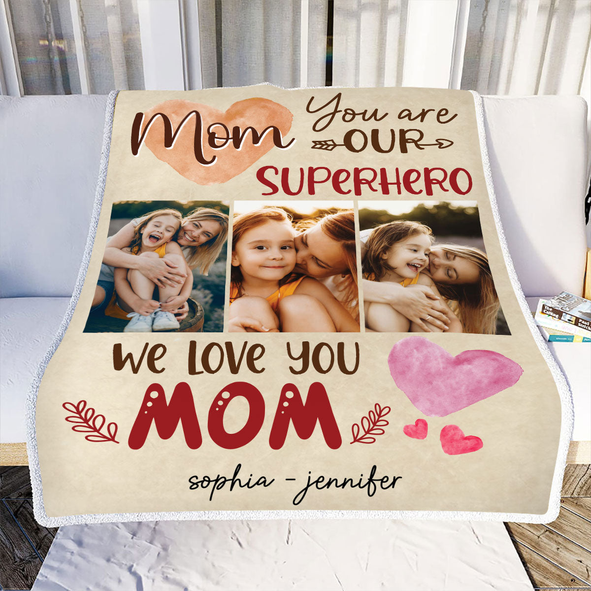 Petthouse | Customized Mom You Are Our Superhero Fleece Blanket, To My Mother Cozy Blanket, Mother & Daughter