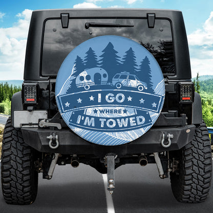 Petthouse | Camping Spare Tire Cover I Go Where I Towed Spare Tire Cover Waterproof Wheel Tire Cover Camper Accessories