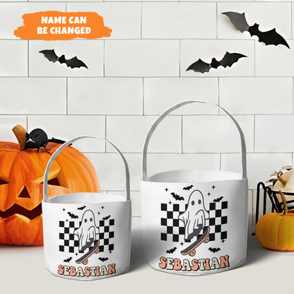 Petthouse | Personalized Trick Or Treat Bag, Halloween Basket Tote, Trick-or-treat Bag, Candy Halloween Bag