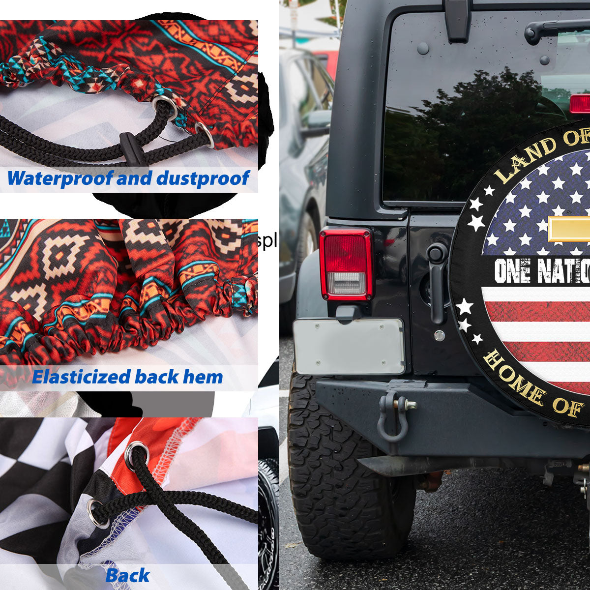 Petthouse | Jesus American Flag Car Tire Cover One Nation Under God Faith Worship Seasonal Spare Tire Cover