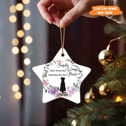 Petthouse | Personalize Dog Ornament, Angel Don't Always Have Wings Some Have Paws, Floral Wreath Dog