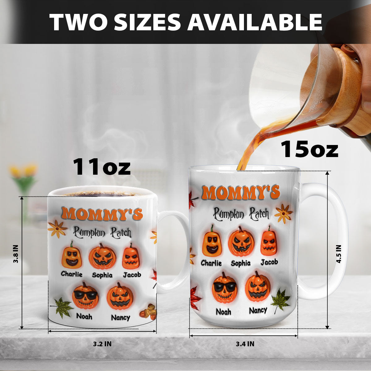 Petthouse | Custom Mommy Pumpkin 3d Inflated Effect Mug, Grandma's Pumpkin Patch Mug Gift For Mom