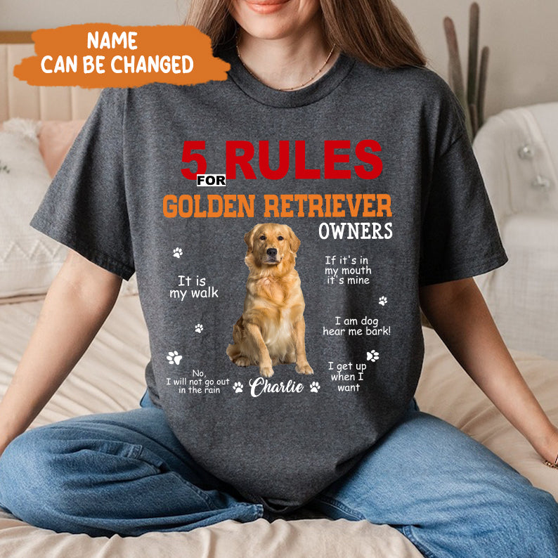 Petthouse | Customized Golden Retriever  Rules For Golden Retriever Shirt, Dad Dog Gift For Father's Day