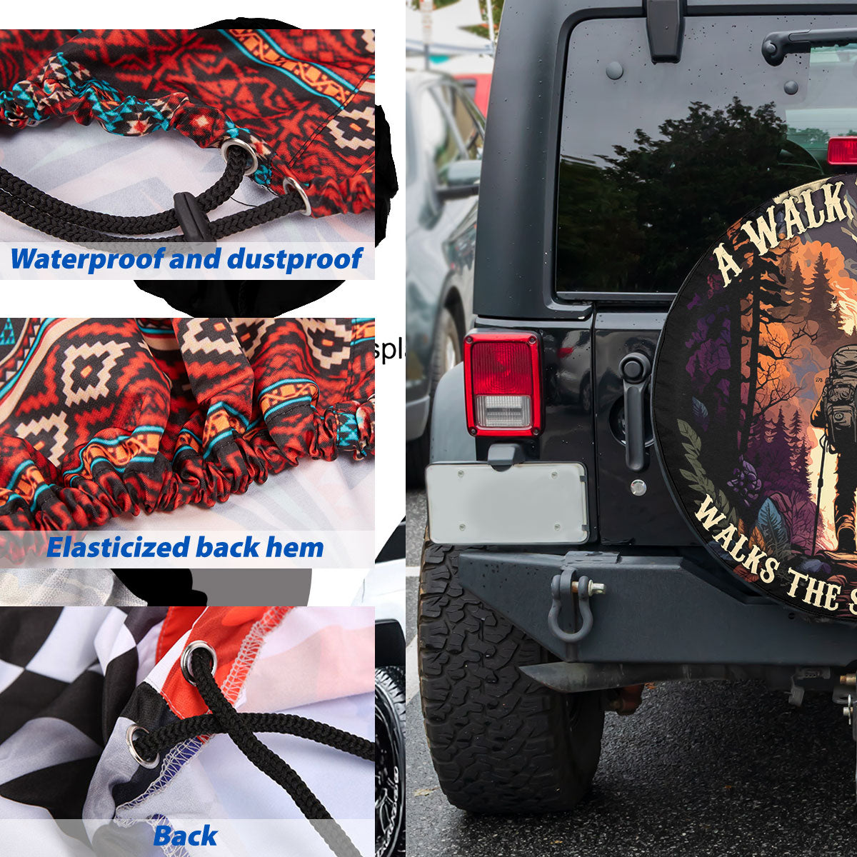 Petthouse | Motivational Hiking Quote Spare Tire Cover Hiking Adventure Mountain Landscape Tire Protector Truck Cover