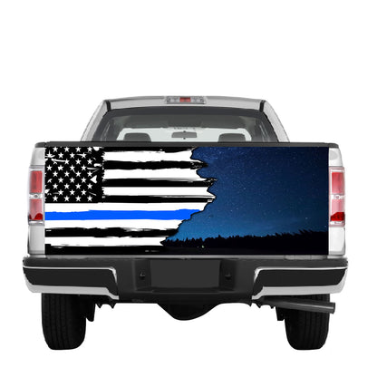 Petthouse | Tailgate Wrap American Flag Thin Blue Line Tailgate Wrap Police Australian Cattle Dog Decals