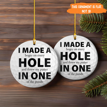 Petthouse | Golf Ball Christmas Ornament, I Made A Hole In One, Perfect Gift For Golfer, Funny Dad