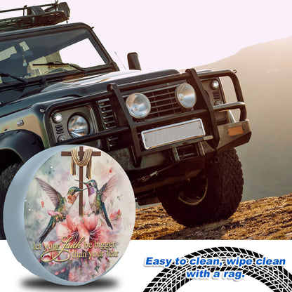 Petthouse | Hummingbird Floral Tire Protector Covers Dad Godfather Gift Universal Fit Let Your Faith Spare Tire Cover