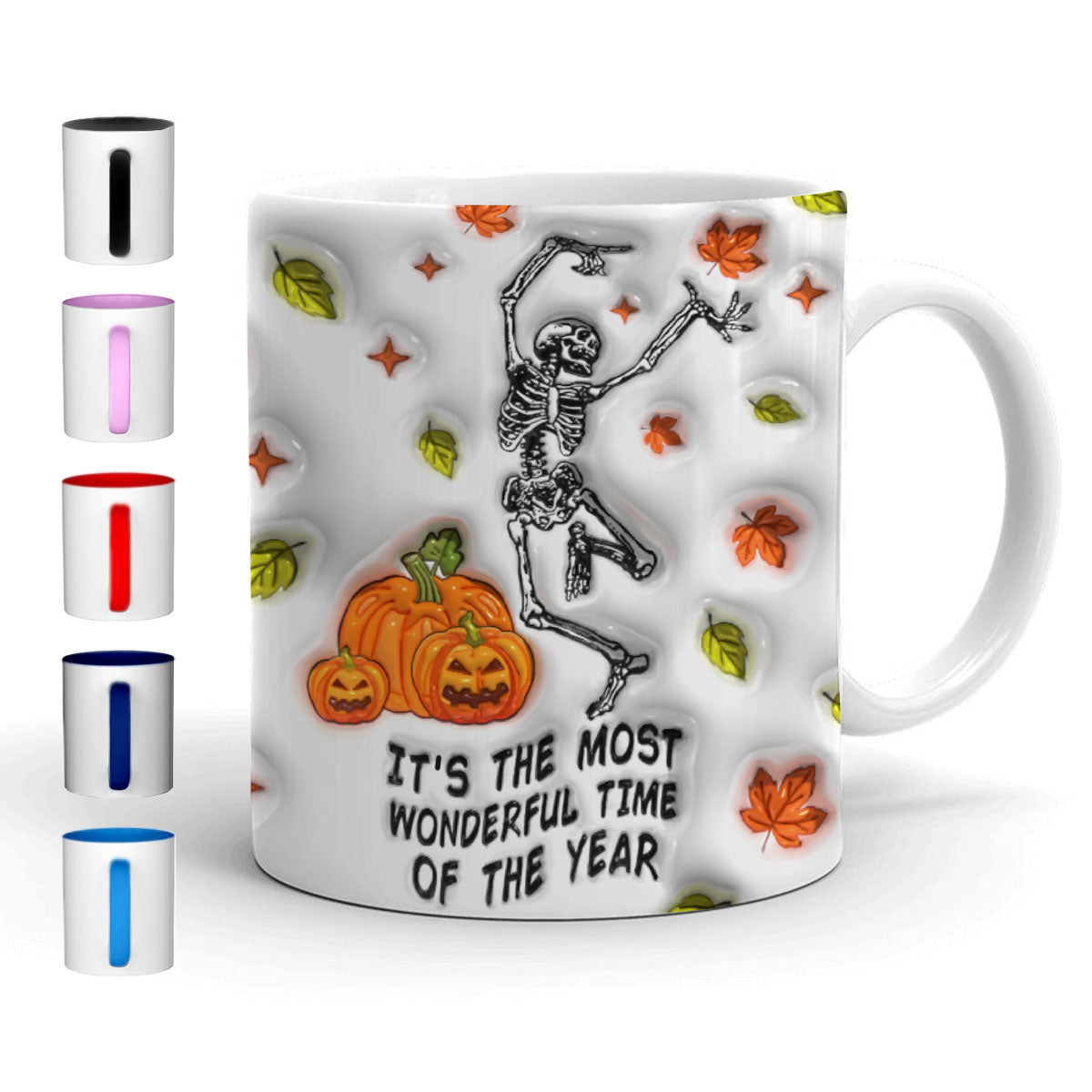 Petthouse | It's The Most Wonderful Time Of The Year Halloween Mug, Skeleton Spooky Dancing 3d Inflated Mug