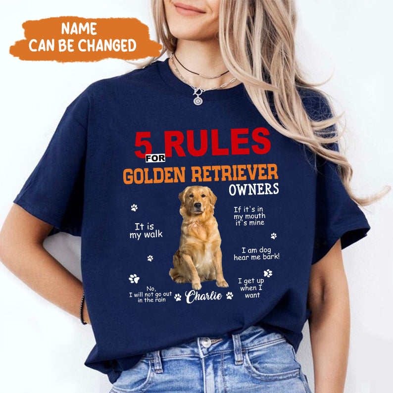 Petthouse | Customized Golden Retriever  Rules For Golden Retriever Shirt, Dad Dog Gift For Father's Day