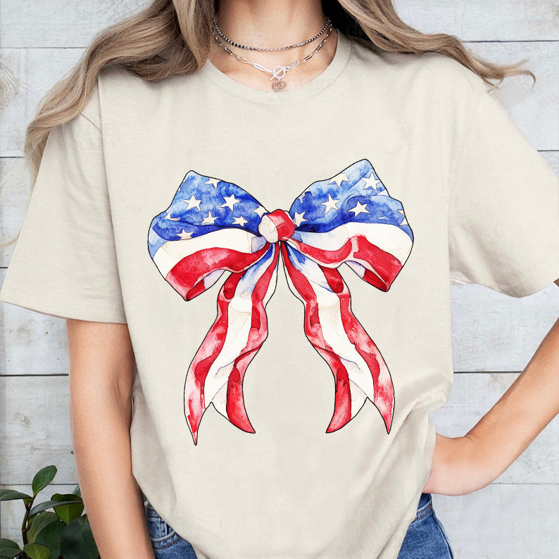 Petthouse | Coquette 4th Of July Shirt, Usa Tshirt, Retro 4th Of July Coquette Bow Tee, Patriotic Shirt